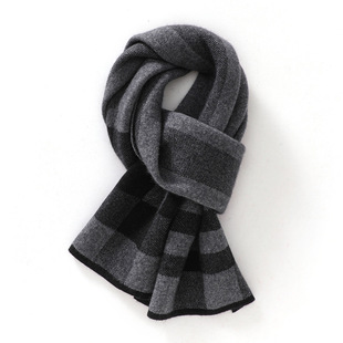 Cashmere Scarf Men's High-end Autumn and Winter New Warm Korean-style All-match Simple Plaid Thickened Soft Neck Sleeve