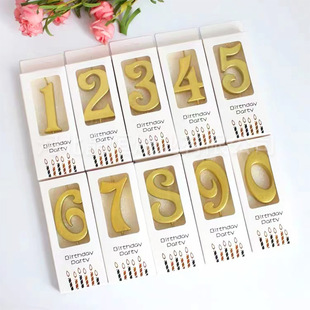 Gold-plated digital Candle Birthday party cake decoration Golden Silver bright space-time 0-9 digital candle box