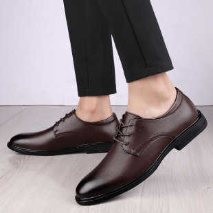 Men's leather shoes 2024 spring first layer cowhide men's British wedding shoes genuine leather casual single-layer shoes business formal wear men's shoes