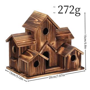 Cross-border Wooden Bird Feeder Hummingbird Nest Solid Wood Bird House Pastoral Outdoor Hanging Bird Nest Gardening Pendant Bird Feeder