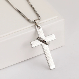 2025 New Baroque Style Cross Necklace Men's European and American Hip-Hop All-Match Pendant Women's Woolen Chain Trendy Pendant