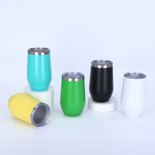Cross-border 16oz eggshell cup double-layer vacuum stainless steel thermos cup high color value big belly red wine cup U-shaped egg cup