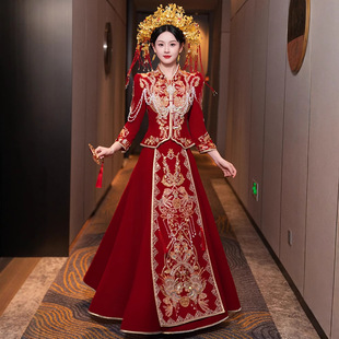 Xiuhe Wedding Dress Female Bride New Wedding Chinese Wedding Dress Wedding Toasting Dress Wedding Dress Dragon and Phoenix Jacket Dress