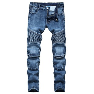 European and American style men's Amazon riding knee pants nostalgic motorcycle slim fit jeans a generation of supply