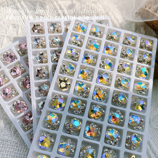 Net Celebrity New Manicure Fat Square Pile Diamond Finished Handmade Christmas Snowflake Pearl Pointed Bottom Large Diamond Alloy Jewelry