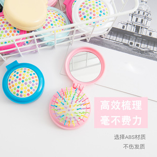 Candy Color Korean Folding Comb Portable Solid Color Body Makeup Mirror Air Bag Comb Anti-static Massage Rainbow Comb