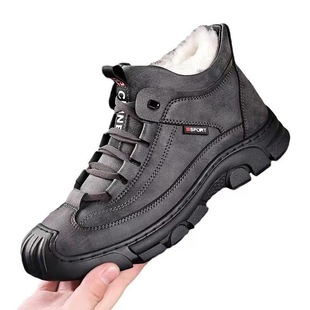2023 winter men's flat heel artificial PU parent-child men's cotton shoes front lace-up slippers casual men's shoes factory wholesale