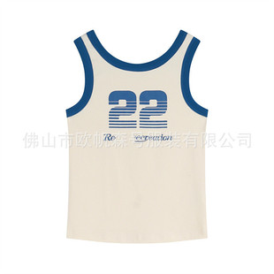2024Ss Korean Niche Trendy Brand New Rest&Recrea*Numbers 22 Print Sexy Same Style Casual Vest