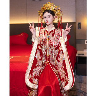 Xiuhe Dress Phoenix Crown and New Style Bride's Chinese Wedding Dress Toasting Dress Chinese Style Wedding Dress
