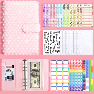 Cross-border Diamond Pattern A6 Binder Zipper Bag Cash Budget Hand Ledger Financial Management Money Saving Bookkeeping Notebook