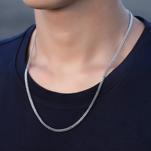 999 Silver Necklace Men's Hip Hop genuine goods Necklace Chopin Chain Necklace Men's Design Sense Niche Gift
