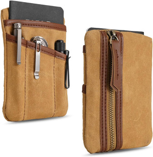 Cross-border Outdoor EDC Men's Zipper Tool Bag Mini Oil Wax Canvas EDC Multi-function Tool Storage Bag