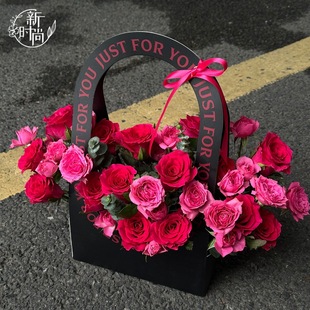 Goddess Festival Hollow Flowers Flower bouquet Portable Flower Box English Paper Holiday Flower arrangement Folding Bag Flower Shop Gift Material