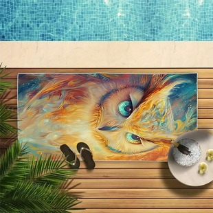 Painted Owl Bath Towel Wrapping Towel Men's Sports Towel Absorbent Hair-free Gym Running Bath Towel Beach Towel