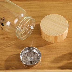 High color value bamboo lid time scale cup tea water separation glass large capacity portable tea heat resistant water cup