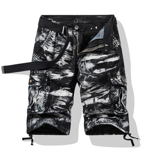 Foreign Trade European and American Camouflage Loose plus size Casual Workwear Shorts Summer Fashion Multi-pocket Washed Pants Men