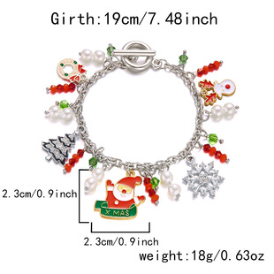 European and American Cross-border Christmas Ornaments Christmas Tree Santa Claus Bracelet Female Creative All-match Ot Buckle Imitation Pearl Bracelet for Women