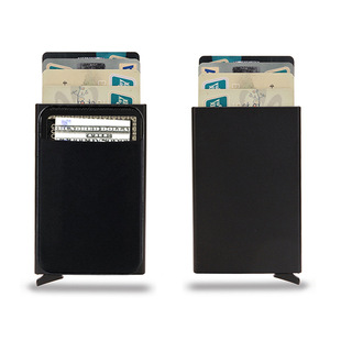 RFID anti-theft brush metal credit card box anti-magnetic automatic pop-up card holder men's bank aluminum alloy card box card holder