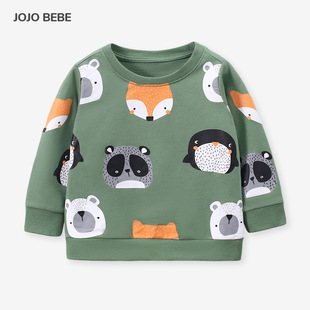 JOJO BEBE Осенняя новая детская одежда, европейский и американский Детский свитер, хлопковый длинный рукав, Базовая рубашка для мальчиков и девочек с круглым вырезом и героями мультфильмов