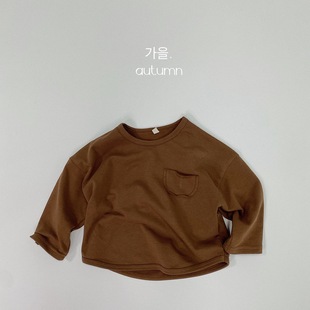 Japanese-Korean Style Basic Korean Style Children's Solid Color Bat Sleeve Round Neck Sweater for Boys and Girls Cotton Base Shirt Autumn