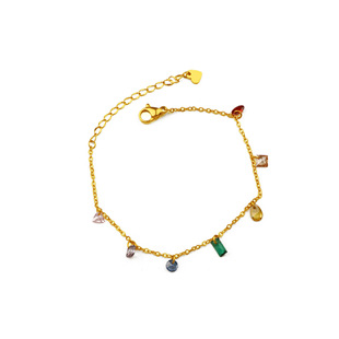 New rainbow colorful zircon titanium steel bracelet 18K gold plated fashion Western style girl personality bracelet bracelet wholesale