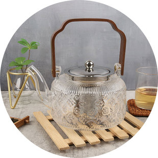 Manufacturer Customized High-End Glass Teapot with Printable Logo, High Temperature Resistant Transparent High Borosilicate Glass Teapot