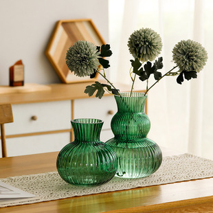 Creative Striped Gourd Glass Vase Modern Home Living Room Dining Table Crafts Ornaments Transparent Color Flower Arrange