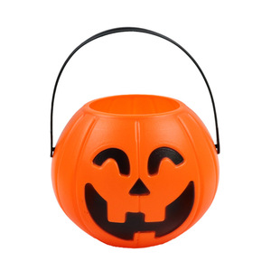 Halloween Pumpkin Jar Ghost Festival Decoration Pumpkin Bucket 18cm with Lid Triangle Eyes Pumpkin Jar Pumpkin Lantern