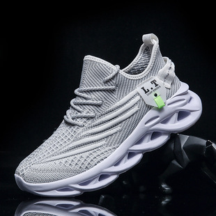 Cross-border plus size Men's Shoes Summer Breathable Flying Woven Sports Casual Shoes Thick Bottom Blade Mesh Fashion Coconut Running Shoes