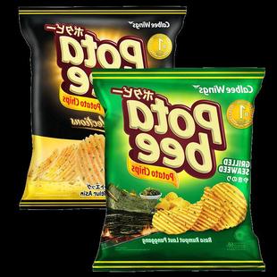 Indonesia Imported Snacks Calbee Potabi Salted Egg/Roasted Seaweed Flavor Wave Potato Chips Puffed Snacks