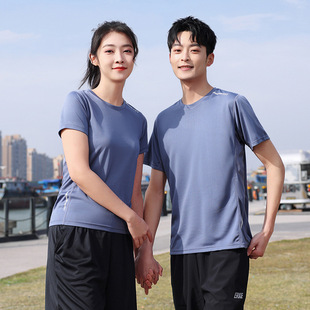 Short-sleeved round neck T-shirt custom sports quick-drying marathon running sportswear advertising shirt class uniform logo embroidery