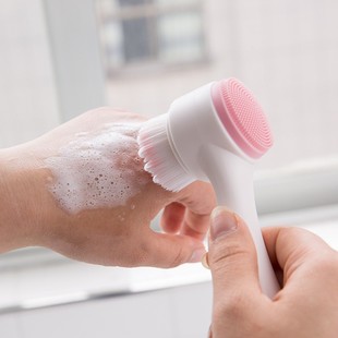 Silicone Face Wash Brush Soft Bristle Double-Sided Cleansing Brush to Remove Blackheads Deep Cleansing Pore Brush Massage Facial Cleansing Brush