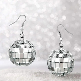 Cross-border new Temu ball earrings simple fashion disco ball earrings girls round personality earrings wholesale