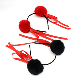 Net Red Explosions Which Devil Boy Comes to the World Which Same Style Marubeni Head Fur Ball Hair Hoop Super Cute Super Cute Animation Hair Card