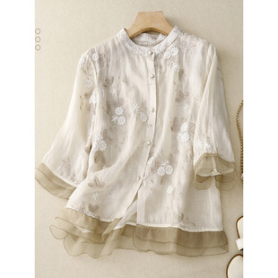 [2003 people praise] new Chinese cotton and linen suit women 2024 summer new middle-aged mother summer high-end Asian