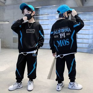 Boys' Spring Wear suit 2024 New Children's Middle and Large Children's Wear Spring and Autumn Sports Fried Street Two-Piece Fashionable Boys' Fashion