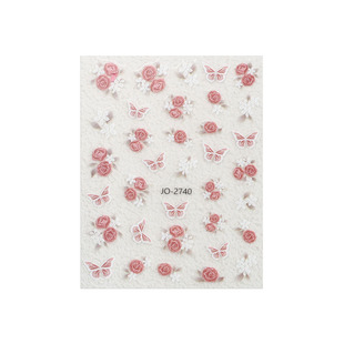 Nail Art Ink Stickers Retro Smudged Watercolor Flowers Rose Butterfly Japanese Style Semi-Transparent Stickers Adhesive Nail Decorations