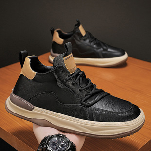 2024 Autumn and Winter New Men's Shoes Men's Leather Shoes sneaker Trendy Casual Shoes European Board Shoes Fashion All-match Men's Shoes