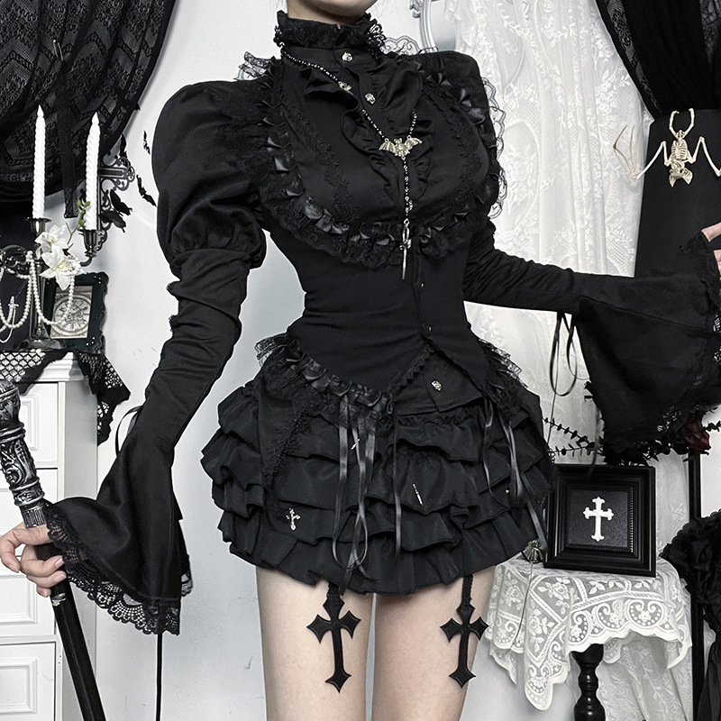 Cf25263 Halloween New Style Halter Neck Vest Jacket Layered Dark Gothic Cosplay Pure Desire High-End Top