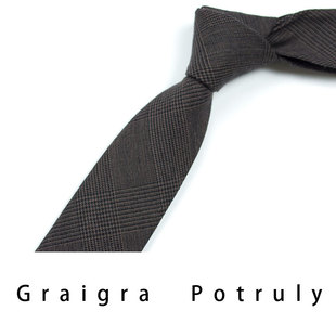 Houndstooth suit tie men's solid color Curry Gray 6cm casual tie vintage work plaid fashion women