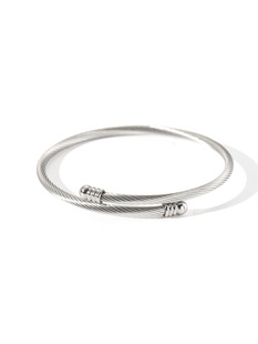 Cross-border new stainless steel Roman numeral shell cable bracelet titanium steel fashion opening wire rope bracelet