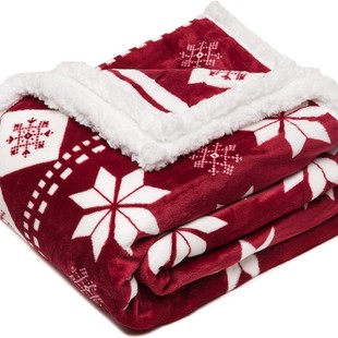 Christmas Blanket Double-layer Winter Thickened Warm Flannel Hair-free Cationic Jacquard Office Nap Single Cover Leg