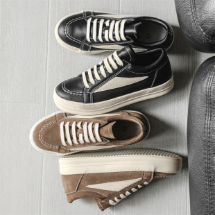 RO flat for niche low-top retro suede leather board shoes trendy thick bottom breathable casual sports shoes men's fashion shoes