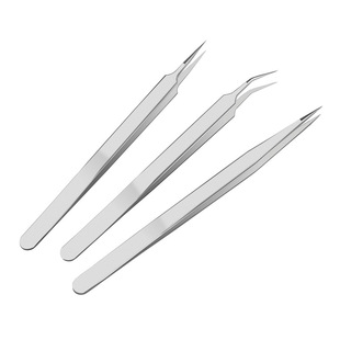 Promotional high precision tweezers flying line mobile phone repair stainless steel thin pointed curved tweezers dismantling machine lengthened hardened microscope