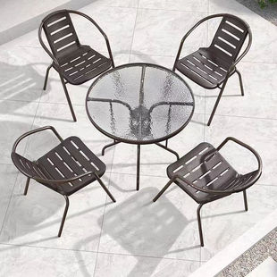 Outdoor Table and Chair Balcony Outdoor Chair Simple Living Room Modern Milk Tea Shop Iron Outdoor Courtyard Combination Household Leisure