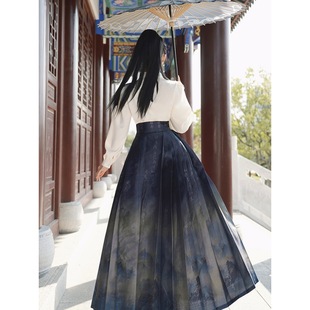 6510 настоящий выстрел китайский стиль Hanfu Han элемент вышивка с длинным рукавом + градиентный пейзаж в старинном стиле юбка с конским лицом ценовой предел 40 +
