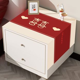 Wedding bedroom bedside table cover cloth red festive table mat dust cover universal dust cloth Chinese wedding room cover gray cloth