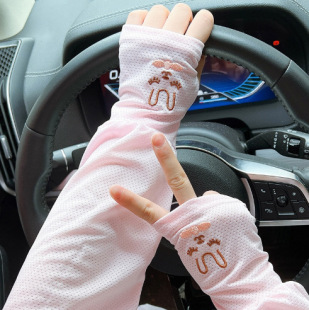 Summer Loose Breathable Mesh Cute Sunscreen Bunny Ice Sleeve Women's UV-resistant Driving Arm Sleeve