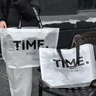 Transparent English Portable Woven Bag Clothing Store Large Packing Bag Shopping Bag Exhibition Gift Bag Large Capacity Bag