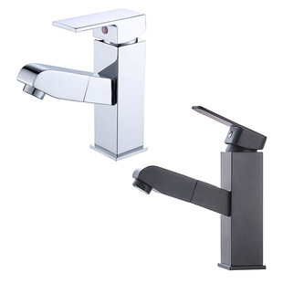 Copper square pull table basin basin basin faucet household black washbasin bathroom cabinet hot and cold faucet wholesale
